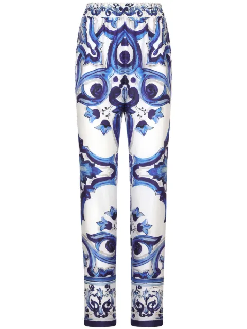 Dolce & Gabbana Majolica-print silk trousers Blue FTCIDTHI1BEHA3TN
