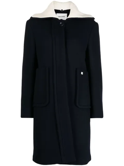 Low Classic wide-collar single-breasted coat Blue CT09NV