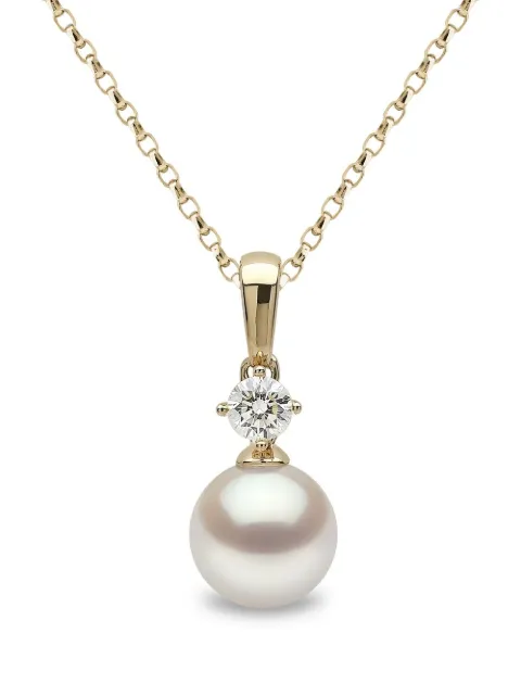 Yoko London 18kt yellow gold Classic Akoya pearl and diamond necklace Gold YPM11206X