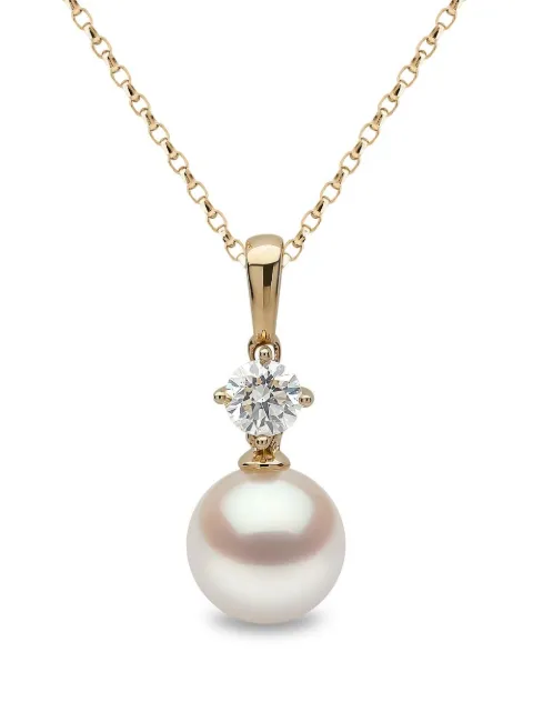 Yoko London 18kt yellow gold Classic Akoya pearl and diamond necklace Gold YPM11306X