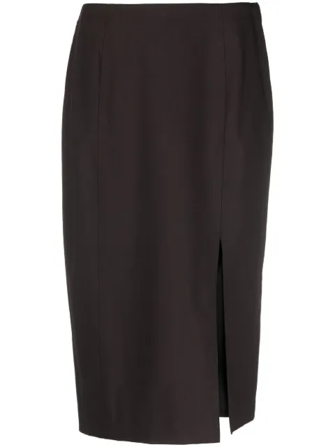 Christian Dior Pre-Owned 2010 side-slit midi skirt Brown HOLADIO342