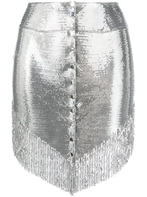 Rabanne buttoned fringed miniskirt Silver 23SIJU338MH0154