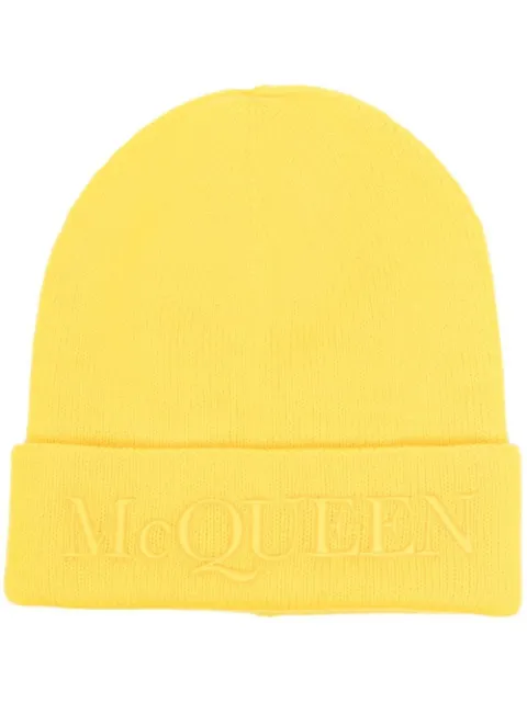 Alexander McQueen logo-embroidered cashmere beanie Yellow 6631954201Q