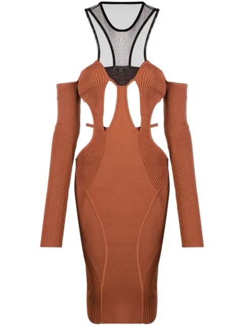 Nensi Dojaka cut-out halterneck midi dress Brown NDAW22KT015B