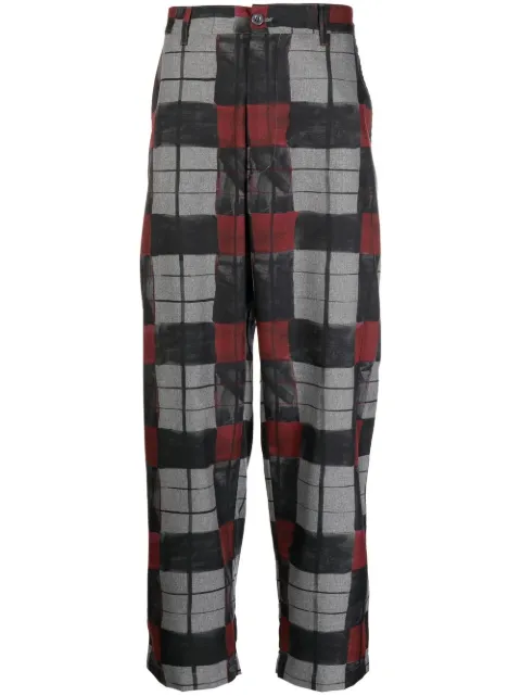 4SDESIGNS check-print cropped trousers Grey HHF22253091781