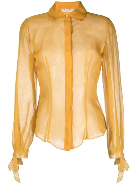 Christian Dior Pre-Owned 1999 bow-cuff silk shirt Yellow HOLADIO345