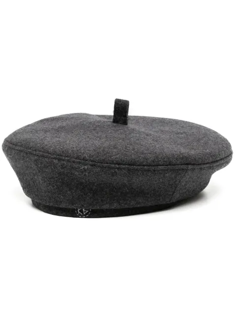 Ruslan Baginskiy embroidered-logo detail beret Grey BRT030WPPT