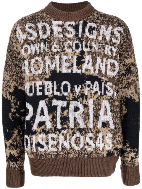 4SDESIGNS slogan intarsia-knit sweatshirt Brown HHF2233102499