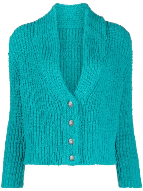 Fortela V-neck cropped cotton cardigan Blue WLOLA99314TUR