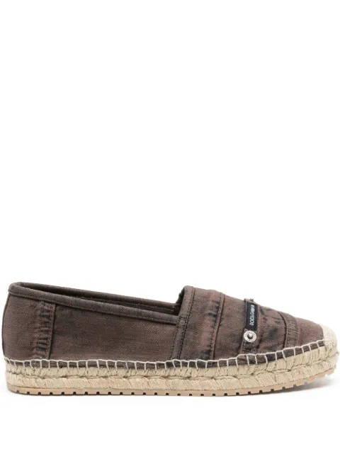 Dolce & Gabbana logo-patch denim espadrilles Brown A50502AK182