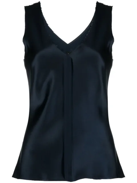VOZ satin V-neck tank top Blue VT30