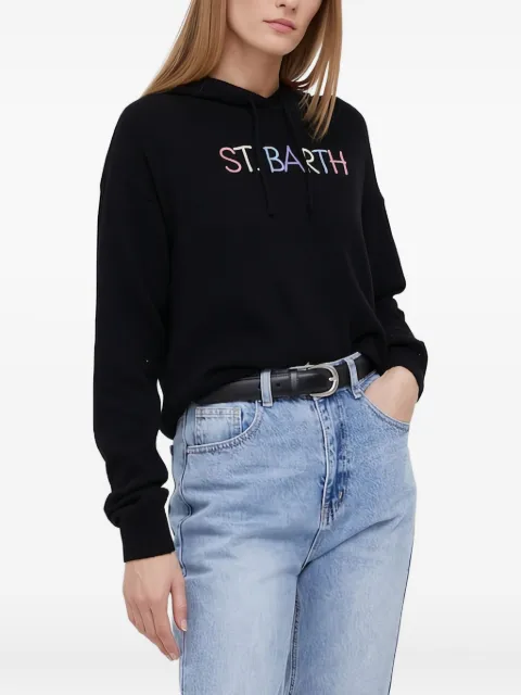 MC2 Saint Barth logo-embroidered hoodie Black MEG0003