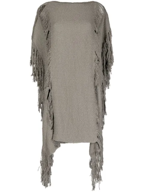 VOZ lace fringe-detail tunic Brown VM74