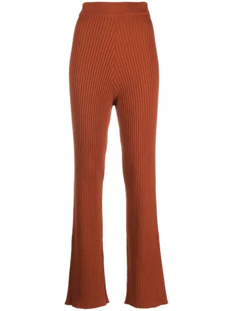 PAULA ribbed-knit flared trousers Orange OPALA