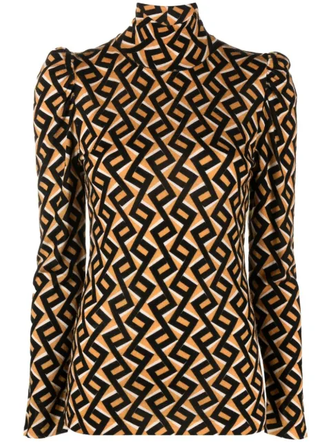 DVF Diane von Furstenberg zigzag wool jumper Orange DVFWL3Q015