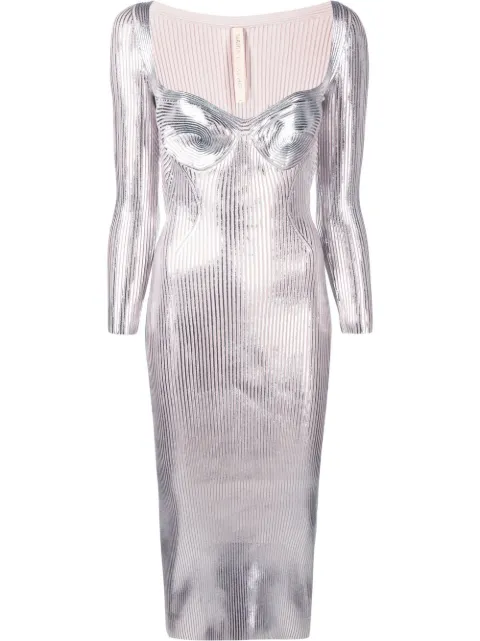 Maria Lucia Hohan Helen metallic sweetheart-neck dress Grey HELEN