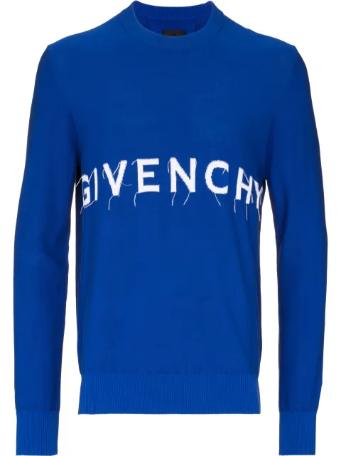 Givenchy intarsia-knit logo jumper Blue BM90JX4YBB