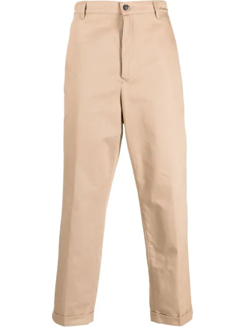 Kenzo logo-patch straight-leg trousers Neutrals FD65PA2059CA