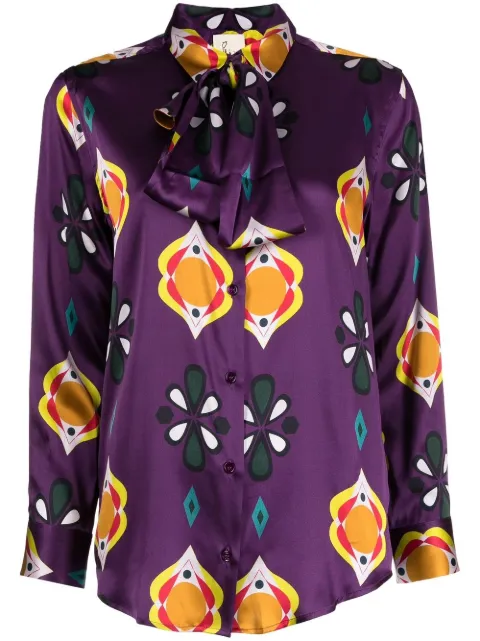 PAULA graphic-print long-sleeved shirt Purple AMETISTA3