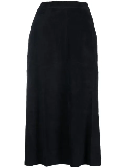 PAULA high-waisted suede midi skirt Blue IDOCRASE