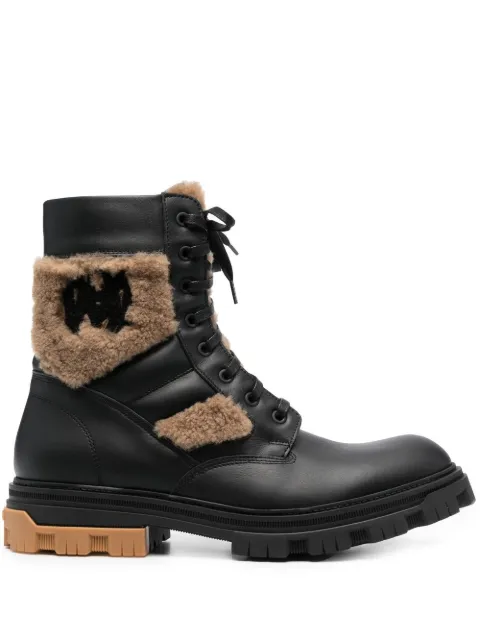 AMIRI fur-panelled lace-up combat boots Black AW22MFB002