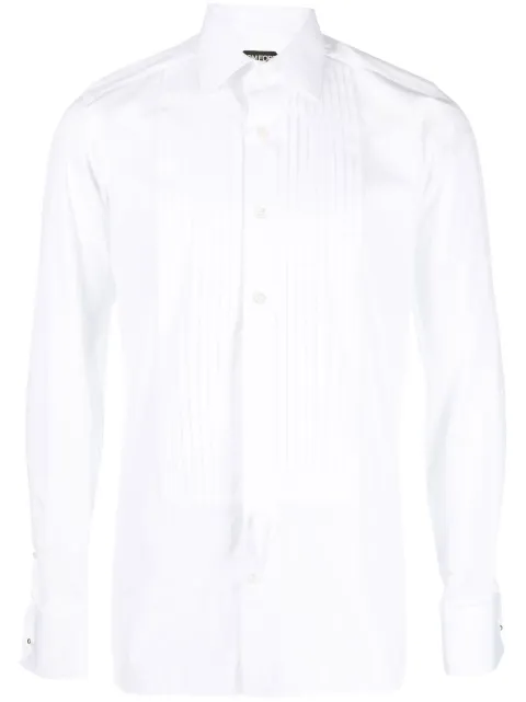 TOM FORD pleat-detail cotton shirt White HFCO02CGS11