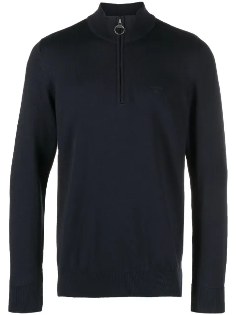 Barbour logo-embroidered half-zip jumper Blue MKN1074NY91