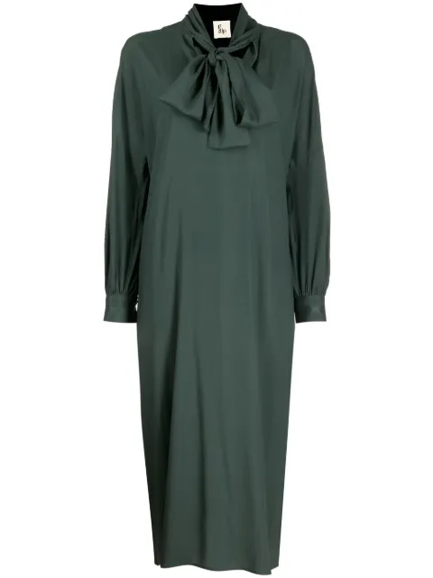 PAULA scarf-detail scoop neck dress Green SAFIRA