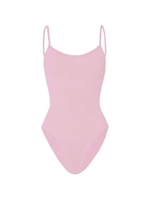 Hunza G Pamela metallic seersucker swimsuit Pink PAMELASWIM