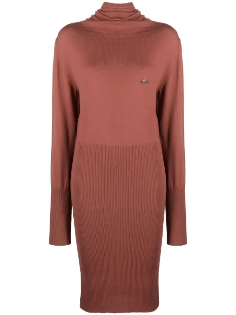 Vivienne Westwood Bea orb-embroidered knitted dress Orange 18010008Y0006