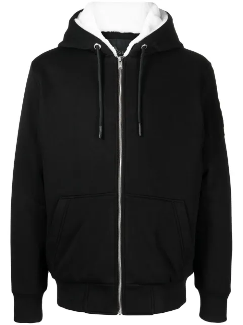 Moose Knuckles logo-plaque zip-up hooded jacket Black M32MS600