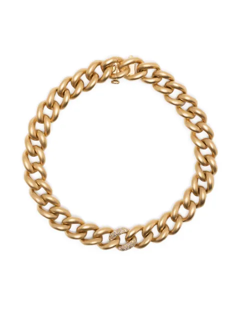 SHAY 18K yellow gold single pavé matte chain bracelet Gold SB402YGDIA105864