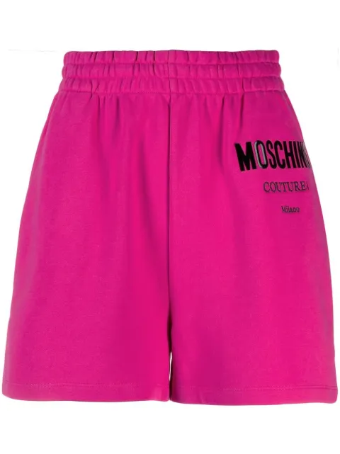 Moschino logo-print track shorts Pink A03345528