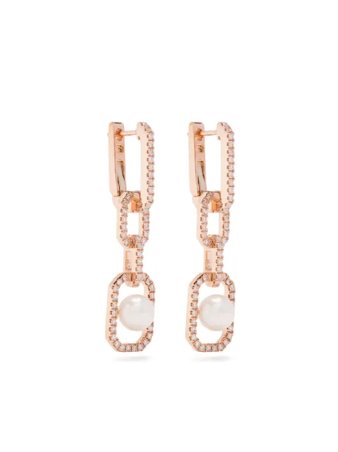 SHAY 18kt yellow gold diamond and pearl drop earrings Gold SE353RGWPDIA