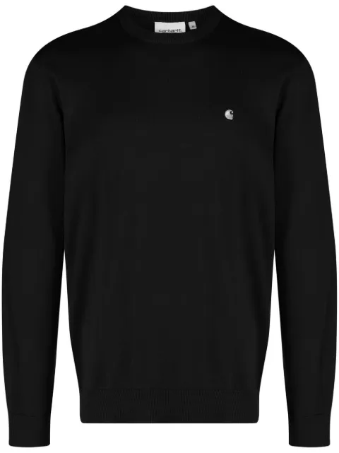 Carhartt WIP logo-embroidered crew neck jumper Black I030033