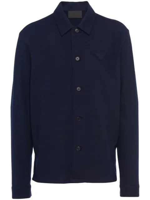 Prada triangle-logo wool-blend shirt Blue SC551S2121Y5S