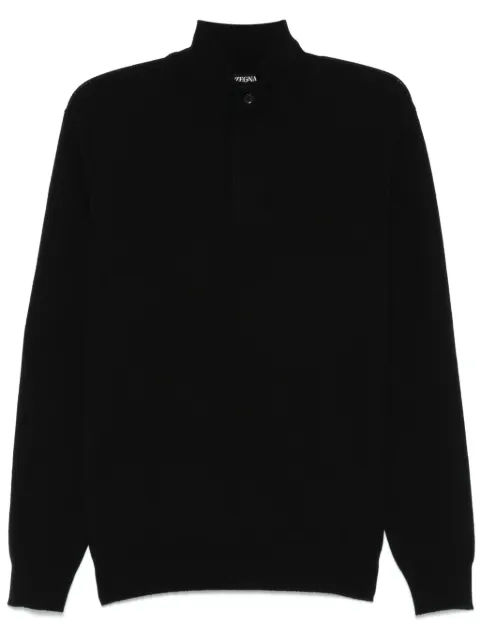 Zegna Black Oasi Cashmere Zip Mock Neck Sweater Black E8K10127B98001