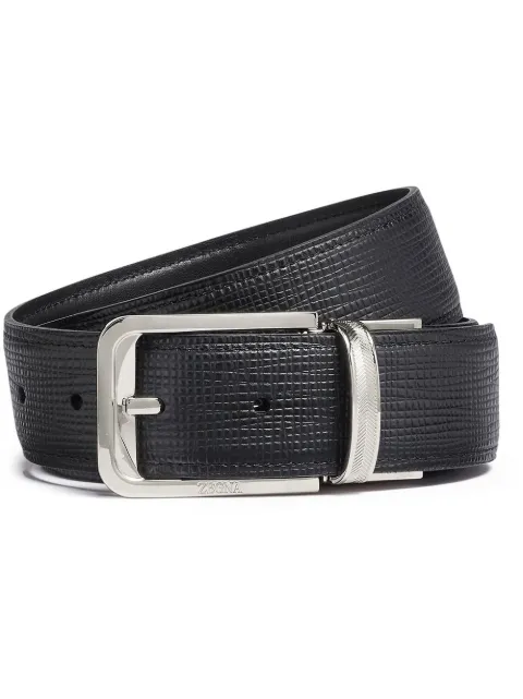 Zegna leather engraved logo belt Black LHSPEB001PZ