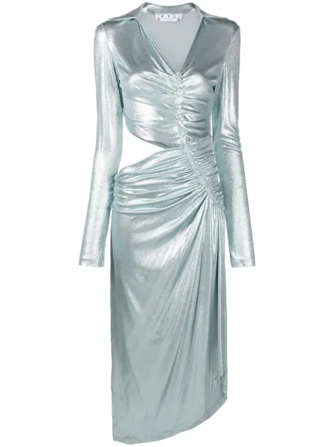 Off-White metallic draped midi dress Blue OWDB455S23JER0017200