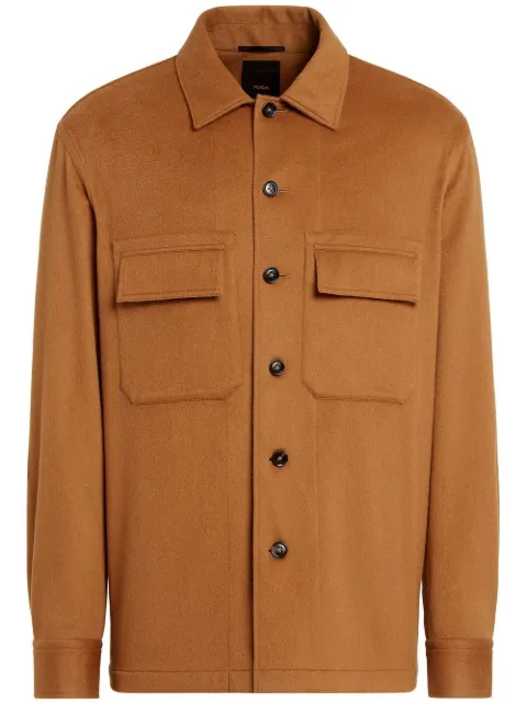 Zegna vicuña-wool long-sleeves shirt Brown UAV90SOTV1