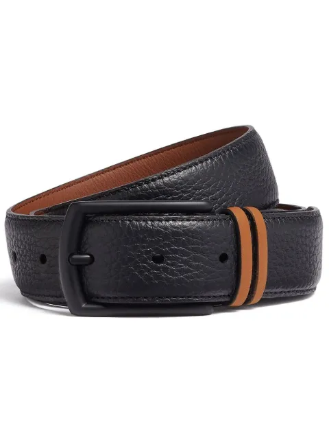 Zegna stripe-detail leather belt Black LHBXAB033XZ