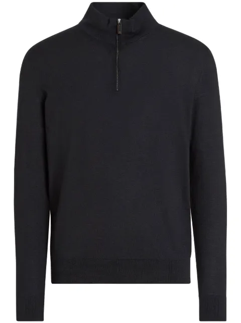 Zegna mock-neck half-zip jumper Black UAV90125