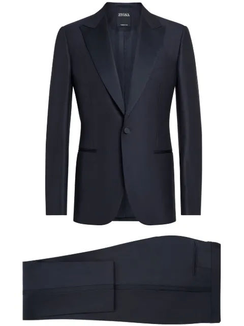 Zegna single-breasted peak-lapel suit Blue C1664821EW2S