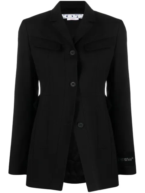 Off-White Toybox Dry Wo single-breasted wool blazer Black OWEF101S23FAB0011000