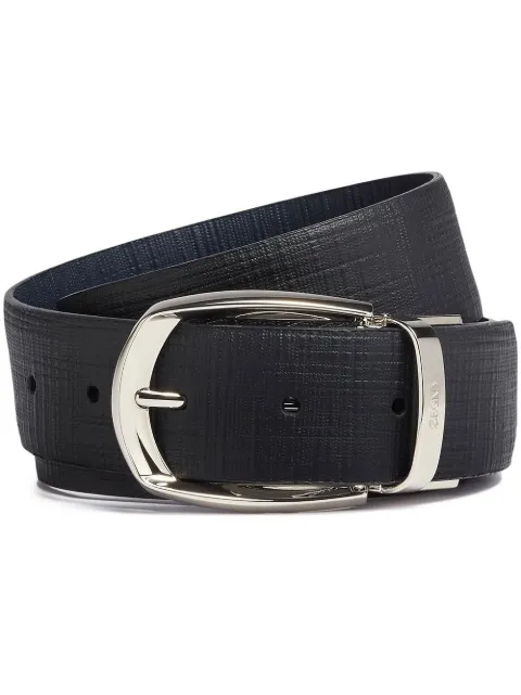 Zegna leather logo-engraved belt Black LHJACB004PZ