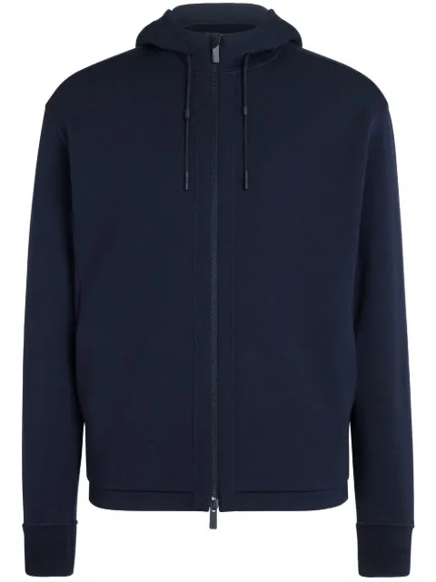 Zegna High Performance wool-cotton hoodie Blue E8564ACT803