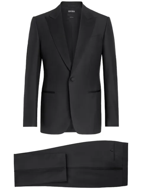 Zegna Trofeo 600 single-breasted wool-silk suit Black C1664721EW2S