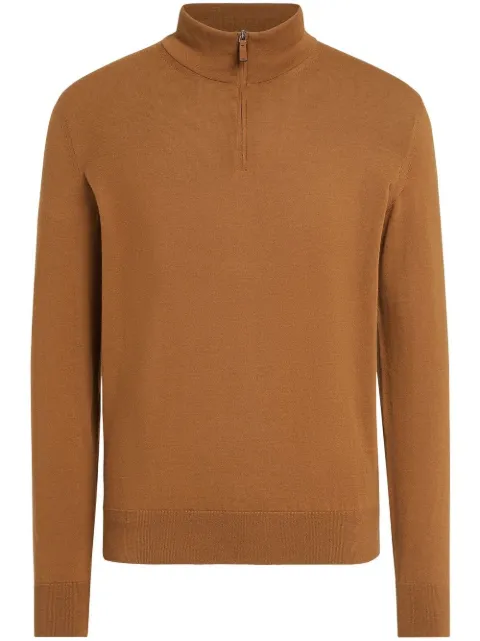 Zegna mock-neck half-zip jumper Brown UAV90125