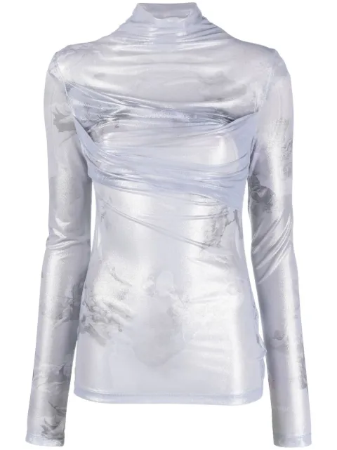 Off-White twist-effect shiny top Grey OWAD194S23JER0021010