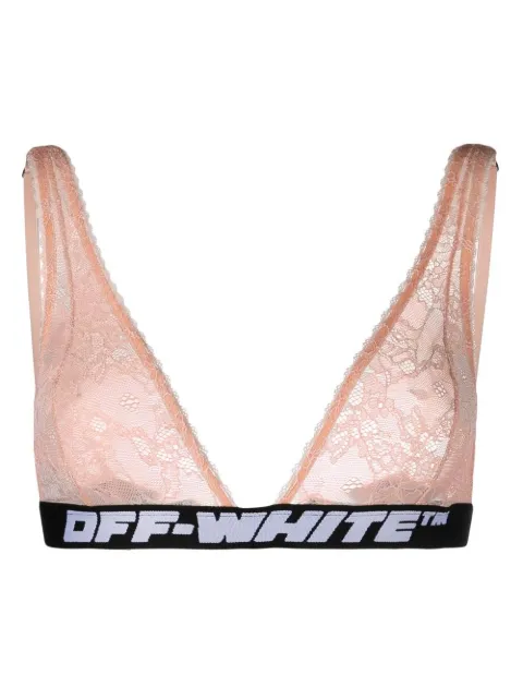 Off-White logo-jacquard triangle bra Neutrals OWUA037S23FAB0013100
